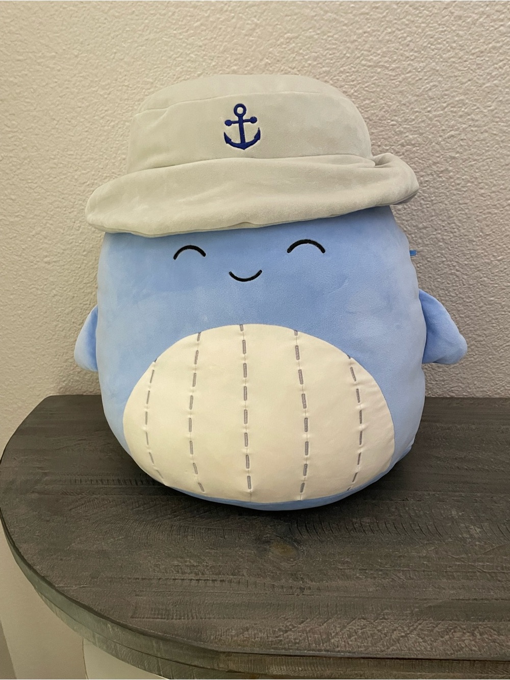Extra large squishmallow Blue Whale Plush with Anchor Hat